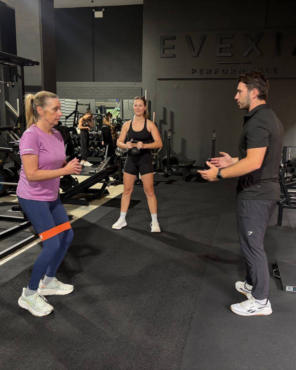 Semi-Private PT Northern Beaches — Solve PT Max coaching two clients at once, each working through her own exercise